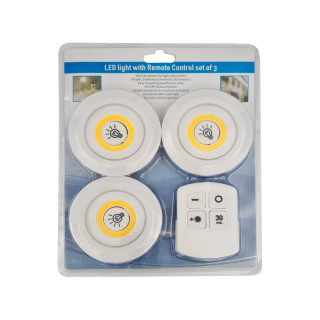 چراغ اضطراری زیر کابینتی (چراغ سقفی، چراغ مخفی) ریموت دار و باطریخور 3in1 مجموعه 3 عددی